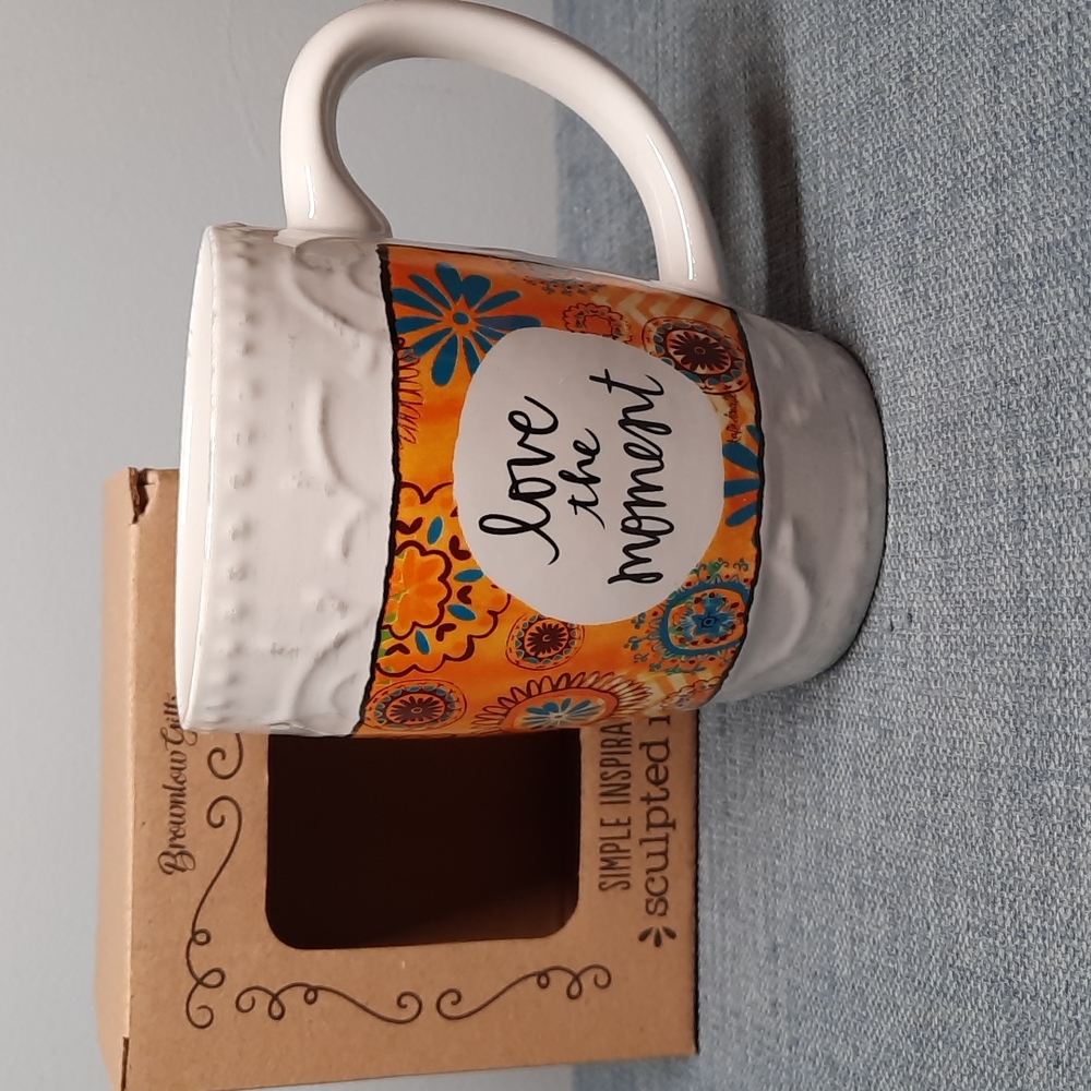 Coffee Tea Cup Mug Love The Moment Floral Inspirational Gift Present Live Today